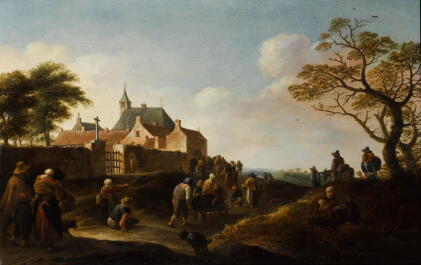 Catalog image of pieter de bloot | beggars gathering outside a convent