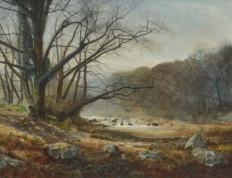 View 1 of Lot 607: November Morning on the River Wharfe, Yorkshire