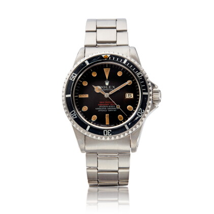 Catalog image of Reference 1665 'Double Red' Sea-Dweller, A stainless steel automatic wristwatch…
