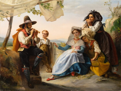 Catalog image of An Italian scene: the flute player Scène | italienne : le joueur de flûte