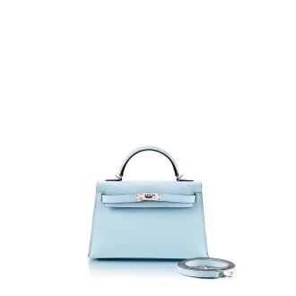 View 1 of Lot 8389: Blue Brume Epsom Mini Kelly II 20 Palladium Hardware, 2021
