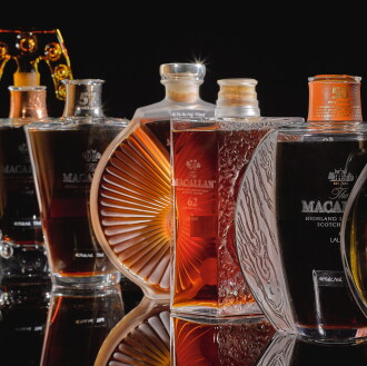 View 1 of Lot 41: The Macallan in Lalique Six Pillars Collection (5 Bottles 75cl, 1 Bottle 70cl)
