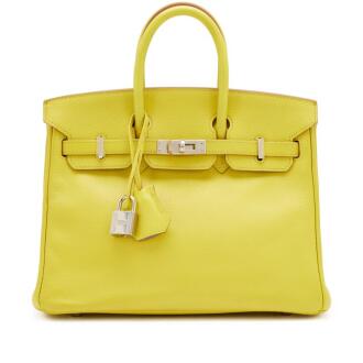 View 1 of Lot 62: Limited Edition Lime Epsom and Gris Perle Verso Candy Birkin 25 Palladium Hardware, 2011