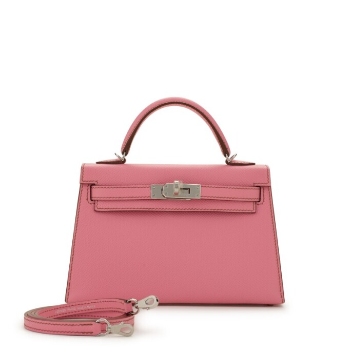 Hermès 5P Pink Bubblegum Epsom Sellier Kelly Mini II 20 Palladium Hardware