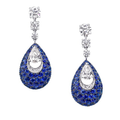 Catalog image of pair of sapphire and diamond earrings, graff