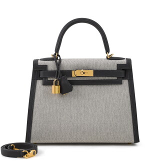 View 1 of Lot 111: Ardoise Swift and Ecru Toile Kelly 28 Sellier Gold Hardware, 2025