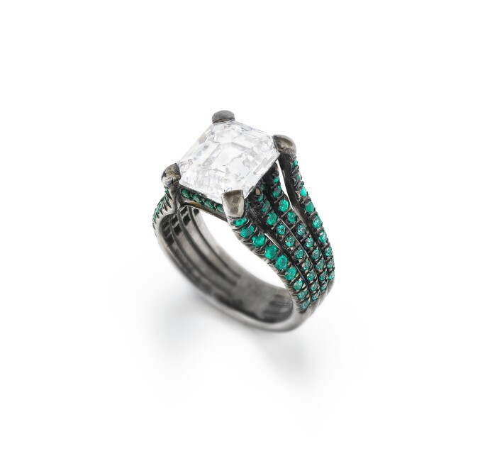 Marchak | Bague diamant et émeraudes | Diamond and emerald ring