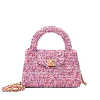 View 1 of Lot 204: Pink Quilted Tweed Kelly Bag Aged Gold Hardware