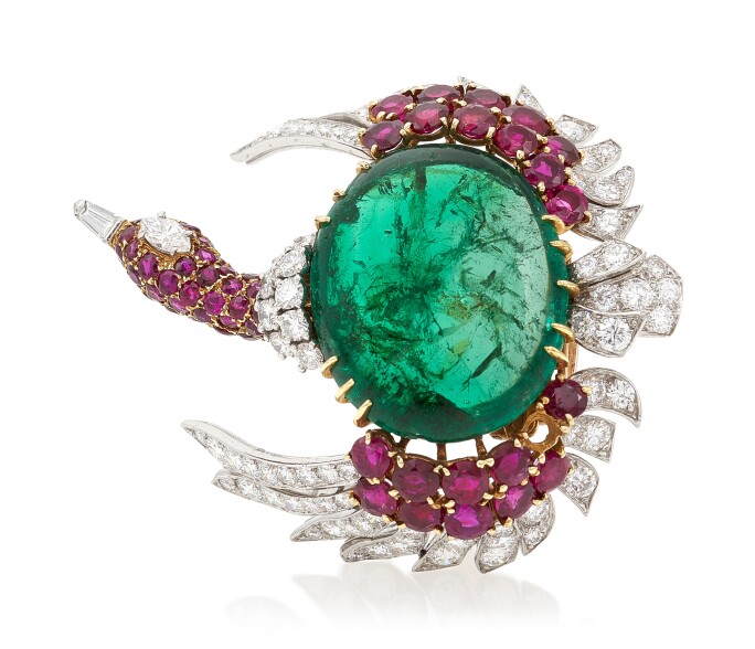 BIRD IN FLIGHT CLIP BROOCH, CARTIER, 1962. ESTIMATE: €30,000–50,000