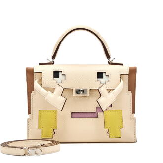 View 1 of Lot 24: Limited Edition Nata, Lime, Chai, and Mauve Sylvestre Epsom Picto Quelle Idole Kelly Doll Palladium Hardware, 2023