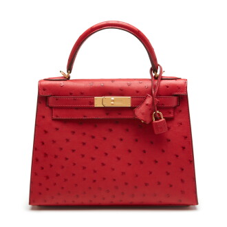 View 1 of Lot 55: Rouge Vif Ostrich Sellier Kelly 28 Gold Hardware, 2016