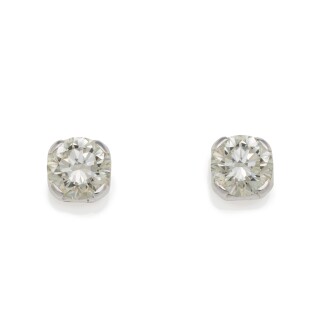 View 1 of Lot 37: Pair of diamond ear studs