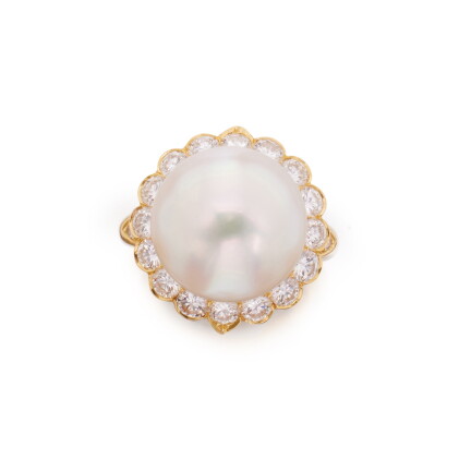 Catalog image of Cultured Pearl and Diamond Ring