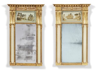 View 1 of Lot 1610: Two Classical Giltwood Eglomise Paneled Looking Glasses, New York, Circa 1815