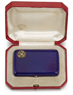 View 1 of Lot 8: An Imperial Presentation jewelled, gold and guilloché enamel cigarette case, workmaster Carl Blank for Hahn, St Petersburg, circa 1896