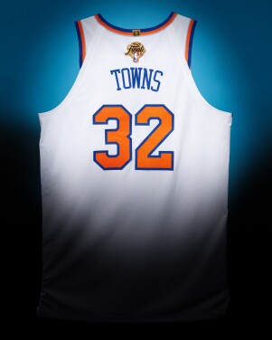 View 1 of Lot 6: Karl-Anthony Towns ‘NBA Finals Debut’ New York Knicks 2026 NBA Finals Game Worn Association Edition Jersey | Game 1 | Double-Double