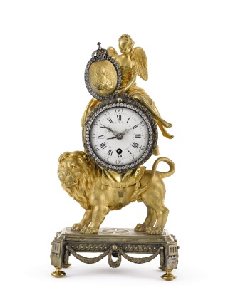 Catalog image of A Louis XVI gilt and silvered-bronze quarter repeating mantel timepiece after F…