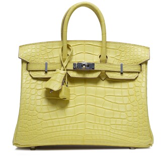 View 1 of Lot 3: Jaune Poussin Matte Alligator Mississippiensis Birkin 25 Palladium Hardware, 2025