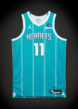 View 1 of Lot 27: Ryan Kalkbrenner ‘Rookie Debut’ Charlotte Hornets 2025-2026 NBA Tip-Off Game Worn Icon Edition Jersey | Double-Double