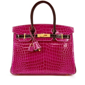 View 1 of Lot 5591: Rose Scheherazade and Macassar Shiny Porosus Crocodile HSS Birkin 30 Brushed Gold Hardware, 2017