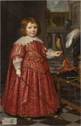 Catalog image of Portrait of Joannes de Ruyter (1627–1678), aged five, full-length, in a red cos…