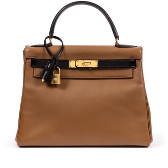 View 1 of Lot 409: Vintage Black and Gold Gulliver Kelly 25 Retourné Gold Hardware, 1974