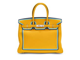 View 1 of Lot 71: Ambre, Blue Celeste and Bleu Indigo Swift Leather Limited Edition Contour Birkin 35 Palladium Hardware, 2019