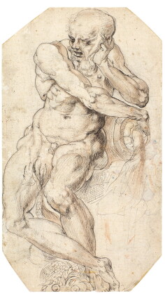 Catalog image of Recto: A Seated River God with a Dolphin Verso: A Triton