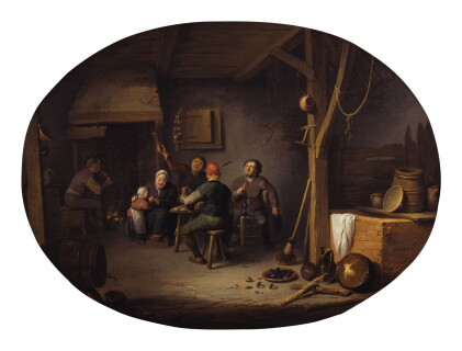 Catalog image of pieter de bloot | peasants drinking and smoking in an interior
