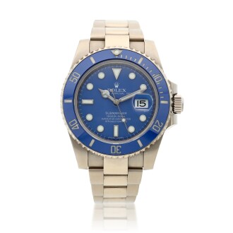 View 1 of Lot 144: Reference 116619LB Submariner 'Smurf', A white gold automatic wristwatch with date and bracelet, Circa 2008