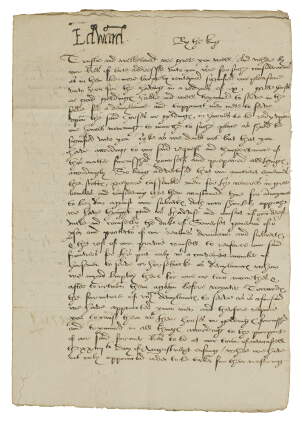 Catalog image of king edward vi, letter signed, with stamp, also signed by protector somerset, 1547
