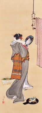 View 1 of Lot 1033: Katsushika Hokusai (1760-1849), A Summer Morning (Natsu no asa), Edo period, early 19th century | 葛飾北斎　夏の朝　江戸時代後期　19世紀初頭