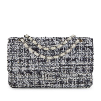View 1 of Lot 169: Navy Blue, Light Blue, Off White and White Quilted Tweed Timeless Classic Medium Double Flap Ruthenium Hardware, 2004-2005