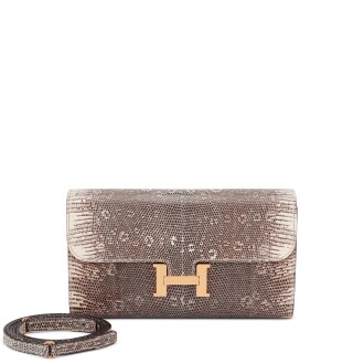 View 1 of Lot 636: Ombré Shiny Salvator Lizard Constance-To-Go Wallet Gold Hardware, 2023