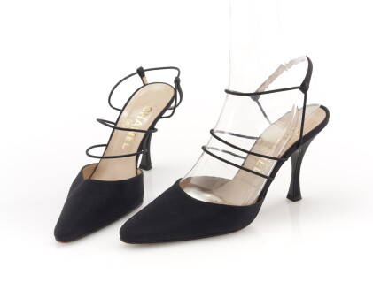Catalog image of pair of black fabric sandals