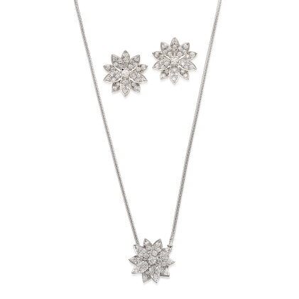 Catalog image of DIAMOND ‘LOTUS’ DEMI-PARURE | 梵克雅寶 | 鑽石 ‘LOTUS’ 項鏈 及 耳環套裝