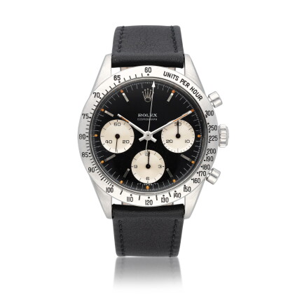 Catalog image of ‘The Badger’ Daytona, Ref. 6239 | A stainless steel chronograph wristwatch | Ci…