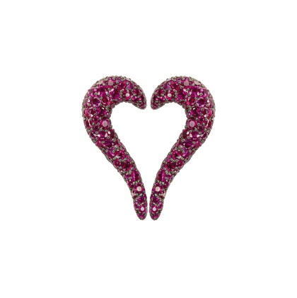 Catalog image of pair of ruby ear clips, 'broken heart', michele della valle