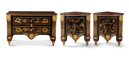 Catalog image of A Louis XV gilt-bronze and Chinese lacquer commode and a pair of encoignures en…