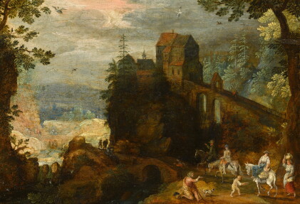 Catalog image of A landscape with a castle and figures