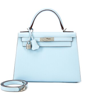View 1 of Lot 5515: Bleu Brume Epsom Kelly 28 Sellier Palladium Hardware, 2021