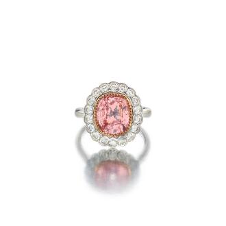 View 1 of Lot 147: Padparadscha Sapphire and Diamond Ring