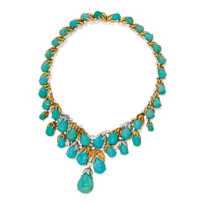 Catalog image of david webb | turquoise and diamond necklace [綠松石配鑽石項鏈]