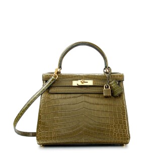 View 1 of Lot 7871: Vert Veronese Matte Niloticus Crocodile Kelly 28 Retourne Gold Hardware, 2014