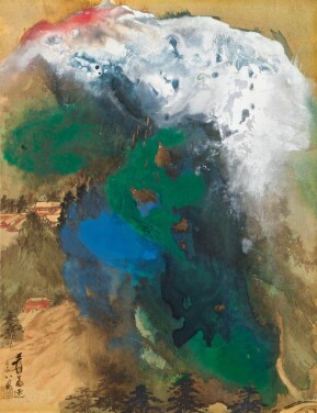 View 1 of Lot 2595: Zhang Daqian (Chang Dai-Chien, 1899-1983) 張大千 | Snowclad Summits at Dusk 瓊峰雪擁圖