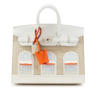 View 1 of Lot 567: Limited Edition Beton Matte Alligator, Blanc Togo, Bleu Brume Chèvre and White, Orange H and Craie Swift, Blanc Sombrero Neige Faubourg Birkin 20 Sellier Palladium Hardware, 2022