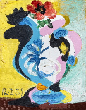 View 1 of Lot 14: Vase de fleurs au coquelicot