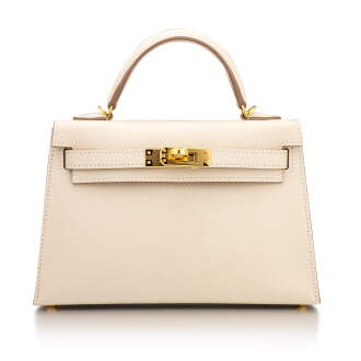 View 1 of Lot 8565: White Sellier Kelly II Mini in Epsom Leather with Gold Hardware, 2021