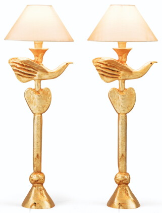 Catalog image of pierre casenove | pair of bird lamps, circa 1990