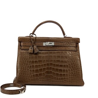 View 1 of Lot 5625: Gris Elephant Matte Alligator Kelly 40 Retourne Palladium Hardware, 2013